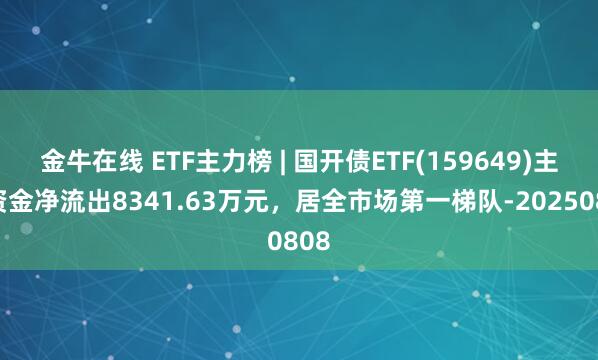 金牛在线 ETF主力榜 | 国开债ETF(159649)主力资金净流出8341.63万元，居全市场第一梯队-20250808