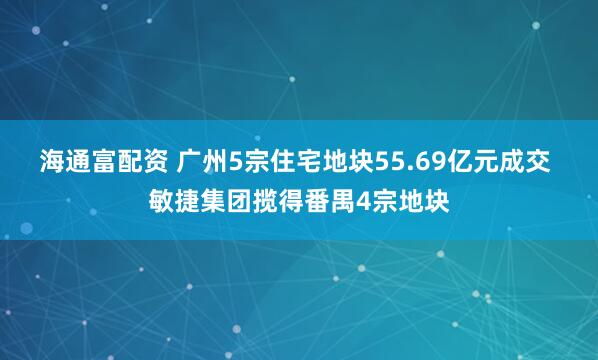 海通富配资 广州5宗住宅地块55.69亿元成交 敏捷集团揽得番禺4宗地块