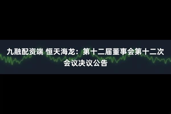 九融配资端 恒天海龙：第十二届董事会第十二次会议决议公告